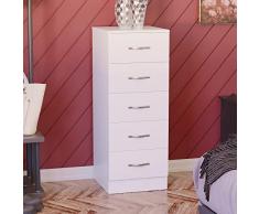Vida Designs Pecho Cómoda Estrecha, Madera de ingeniería, White, 36D x 34.5W x 90H centimetres