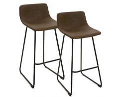 Versa 21330013 Set 2 Taburetes de Bar Plymouth con Respaldo Fijo Color Marrón con Tela de Polipiel 92 x 48 x 43 cm