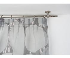 InCasa Barra para Cortina, 20 mm. de diámetro, 280 cm. de Longitud, con tappo Chic en Acero cepilado – Completo