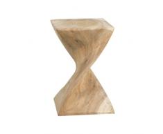 Belssia Mesa Auxiliar Natural Tallada, Roble, Marrón, 30x45x30 cm