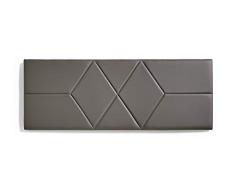 ECCOX - Cabecero de Cama Dos Rombos en Polipiel - Cabezal Tapizado en Polipiel con Acolchado de Espuma y Refuerzo Trasero - Color Gris - 152 cm para Camas de 135 cm