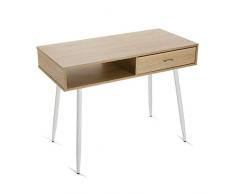 Versa 21300013 Mesa Escritorio Ordenador Vale, Madera y Metal, Blanco y marrón, 7.6 x 48 x 100 cm