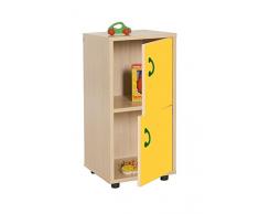 Mobeduc Mueble Infantil Bajo Armario 2 Puertas 360, Haya, Haya y Amarillo, 36x40x76.5 cm