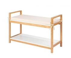Wenko x Banco Acolchado Acina, Zapatero con Asiento, Certificado FSC, Bambú, marrón, 90 x 45 x 34 cm