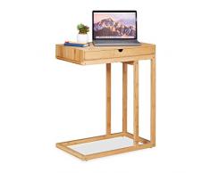 Relaxdays, 68 x 55 x 35 cm, Mesa Auxiliar de bambú con cajón Grande, Moderno, Madera, marrón Claro