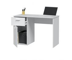 Habitdesign Mesa de Estudio con 1 Cajon y 1 Puerta, Mesa de Escritorio o Despacho, Modelo Just, Acabado en Color Blanco Artik, Medidas: 108 cm (Largo) x 73 cm (Alto) x 50 cm (Fondo)