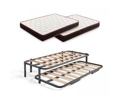 HOGAR24 ES Cama Nido Metálica Reforzada con 6 Patas + 2 Colchones Viscoelásticos Memory Fresh 3D, 80x190 cm