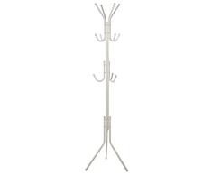 DRW Perchero de pie de Metal Blanco 36x36x176cm