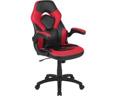 Flash Furniture Silla de Carreras, Plástico Poliuretano Espuma Malla Madera Técnica, Rojo, X10