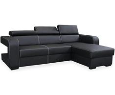 Menzzo Espinosa Sofá:, Negro, L247 x P176 x H86 cm couchage : L200 x P120 cm