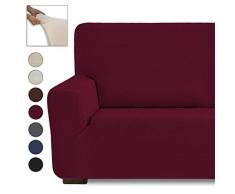 Eiffel Textile Mónaco Funda de Sofá Elástica Lavable Lisa, Telas, Rojo, 4 Plazas