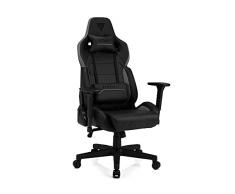 SENSE7 Juegos Sentinel Oficina Gamer Silla ergonómica Reposabrazos Marco de Acero de una Pieza Ángulo de inclinación Ajustable Negro-Gris, Metal, 40-48 x 72x59