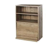 Iris Ohyama, armario con puertas, estante de almacenamiento, 2 compartimentos modulares, diseño, sólido, moderno, multi-uso, escritorio, habitación, salón - Flap Rack Chr - 1 - Marron centr é