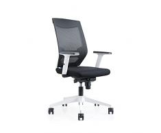 Rocada | Silla Oficina Ergonómica Regulación Lumbar | Silla con Ruedas, Reclinable y Cómoda | Tapizada con Malla y Tela Ignífuga | Color Negro