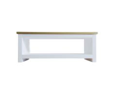 Marca Amazon - Movian - Mesa de café con estante de almacenamiento, 105 x 47 x 40,5 cm, blanca