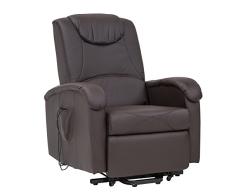 Sillón relax Cribel DISA C, polipiel, movimiento eléctrico con función de elevación, reclinable, masaje, mando a distancia incluido, moca, 82 x 90 x 143 cm