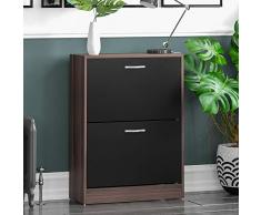 Vida Designs B01M4IAA4W.VC.UK Zapatero con 2 cajones y Organizador de Zapatos, Mueble de Madera, Nogal, marrón y Negro, Furniture Unit