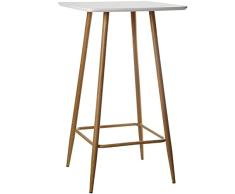 DRW Mesa de Bar Cuadrada Alta de Metal y Madera en Color marrón y Blanco 60x60x102