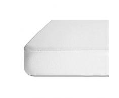 DUÉRMETE ONLINE Funda Protector para Colchón Ajustable Impermeable y Transpirable, Tacto Suave, Tejido Tencel Natural, Antiácaros y Antibacterias, Blanco, 105x190/200