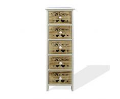 Rebecca Mobili Cómoda Ahorrar Espacio, Cajonera Blanco Marrón, Estilo Escandinavo, Madera, 5 Cajones, Entrada Salón - Medidas: 91 x 26 x 30 cm (AxANxFON) - Art. RE6490