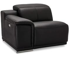 Ibbe Design Sofá Modul Sofá Reclinable con Función Relax Eléctrico Negro 1 Plaza Alexa Tapizado en Cuero Sillas Sillón de Salón Sala de Estar