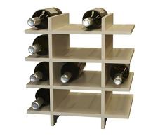 Expovinalia Botellero 16 Botellas, Madera, Blanco, 40x28x40 cm