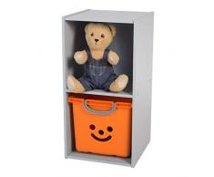 Iris Ohyama, Mueble multifuncional / Mobiliario infantil de madera / Estantería para juguetes y libros / Armario infantil, Diseño,Modular, Casa, escuela - Kids cube shelf - KCX-2 - Gris