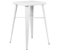 Flash Muebles Cuadrado Indoor-Outdoor Bar Altura Mesa, Metal, Color Blanco, 93.98 x 65.41 X 15,24 cm