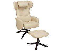 AmazonBasics - Juego de sillón reclinable clásico y otomana de piel sintética, color crema