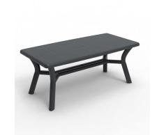 RESOL Orquidea Mesa Jardín Exterior 180x90 hasta 6 Personas con Agujero de Sombrilla y Protección UV para Comedor Exterior en Patio, Terraza o Porche | Fácil Mantenimiento - Color Gris Antracita
