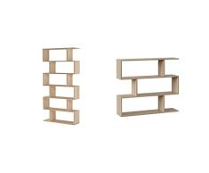 Habitdesign Easy Home F00530301029_Oak Estantería Kafka D10, 80 x 192 x 25 cm, Madera + Kafka D9, Madera contrachapada, Roble Canadian, Baja