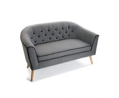 Versa 19501321 Sofá Moissac,84x73x138, Gris, 2 plazas, Madera y Algodón