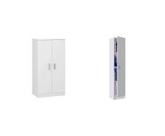 Habitdesign Mueble Zapatero Dos Puertas, Mueble Auxiliar, Modelo Basic + Kawai 1 007141O Mueble Armario Multiusos, 1 Puerta, Color Blanco, Medidas: 37 cm (Largo) x 180 cm (Alto) x 37 cm (Fondo)