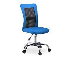 Relaxdays Silla Oficina Ergonómica Transpirable, Giratoria, hasta 90 kg, Piel Sintética, 102 x 55 x 55 cm, Azul