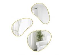 Umbra Hubba Pebble Juego de 3 espejos decorativos, Dorado