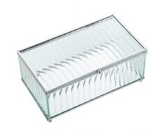 DRW Joyero de Cristal y cercos de Metal en Plateado 21x13x9cm