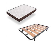 HOGAR24 ES Cama Completa - Colchón Viscobrown Reversible + Somier Lama Ancha + 4 Patas de 26cm, 105x180 cm