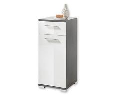 Stella Trading Orlando-Cómoda Color Blanco Brillante, Pino Gris – Armario de baño con Mucho Espacio de Almacenamiento, Madera de ingeniería, 30 x 70 x 30 cm