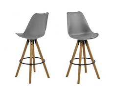 AC Design Furniture Taburete de Bar Nadia, Asiento 100% Poliuretano, Gris, 55 x 48.5 x 111.5 cm