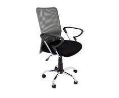 La Silla Española Salamanca Silla de Oficina sin Reposacabezas, Poliéster y Rejilla, Gris, 51.5 x 113 x 63.5 cm