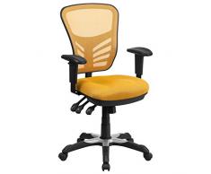 Flash Furniture Muebles HL-0001-YEL-GG: Silla de Oficina giratoria ejecutiva de Malla Amarilla y Naranja con Brazos Ajustables, Espuma de Acero de Nailon, 25.75 W x 27.5 D x 43.5 H