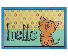 Hanse Home Felpudo Impreso con Aspecto 3D con Suelo Antideslizante de PVC para Puerta, Alfombrilla de Entrada para Interior y Exterior, Varios diseños, 45 x 70 cm, Color: Gato