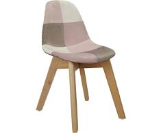 Home Deco Kids Silla Infantil de Patchwork, Color Rosa, 31x35x58