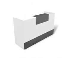 Mesa Mostrador Recepción, Mostrador para Tienda, Oficina, Peluquería, Negocio, etc. Mueble Escritorio para Recepción, Diferentes Tamaños, Color Blanco + Grafito - Ofituria (1400mm)