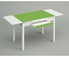 ASTIMESA Mesa de Cocina, Metal, Verde, 100x60cm-extendida 150x60 cms
