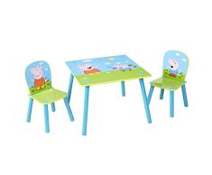 Peppa Pig Juego de 2 niños, mesa de 43,5 cm de profundidad, dimensiones construidas (aprox.) sillas de 52,5 cm de alto x 29,5 cm de ancho x 29 cm de profundidad.