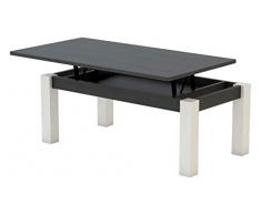 KR Decor MZ444 Mesa de Centro elevable Rectangular, Roble, Negro Madera/Blanco Artic, 100x50x42.2 cm