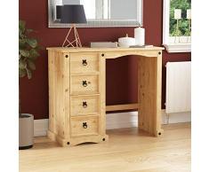 Home Discount - Mesa tocador Corona con 4 cajones, Madera Maciza de Pino