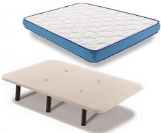 HOGAR24 VL94- Colchón Viscoelastico + Base Tapizada con Patas, Medida 135x190 cm. Higiénico-Transpirable.