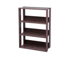 Iris Ohyama, Libreria, Unità di archiviazione a 3 livelli, Ripiani regolabili ogni 14 cm, Stabile, Industriale, Facile montaggio, Soggiorno, Ingresso, Camera da letto, Ufficio - Open Wood rack OWR-600 - Marrone